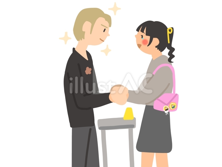 憧れの男性と握手をする女性 握手,握る,握手会のイラスト素材