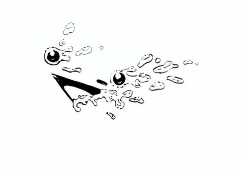 涙するサカバンバスピス顔 サカバンバスピス,顔,涙,よだれ,鼻水,泣く,モノクロ,手描き,手書きのイラスト素材