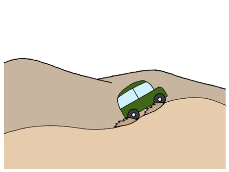 砂漠を走る車 車,砂漠,移動,pop調,手描き,挿絵,ワンポイント,素材,商用可,無料のイラスト素材