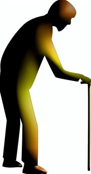 老人　 老人,お年寄り,高齢,高齢者,男性,杖,シルエット,人物のイラスト素材