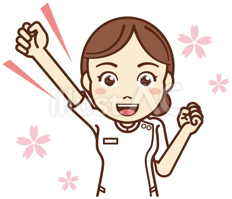 介護士・女性・エイエイオー！ 介護,介護士,看護師のイラスト素材