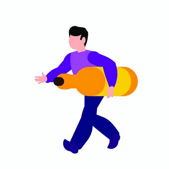 人物 032 男性,ボトル,水筒,持つ,大きい,飲み物,人物,運ぶ,黄色,シンプルのイラスト素材