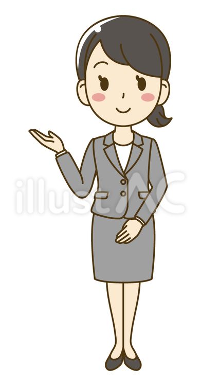 手を横に出して案内するスーツを着た女性 スーツ,女性,案内のイラスト素材