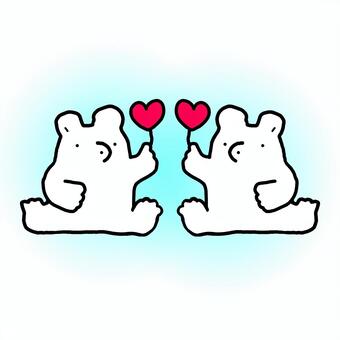 Illustration, shirokuma, bear, heart, JPG and PNG