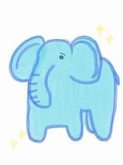 あおいぞう ファンタジー,夢,手描き,ゆるい,ゾウのイラスト素材