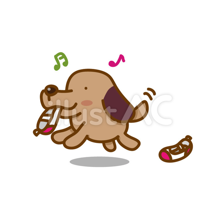 くつをくわえた犬のイラスト イヌ,いぬ,犬のイラスト素材