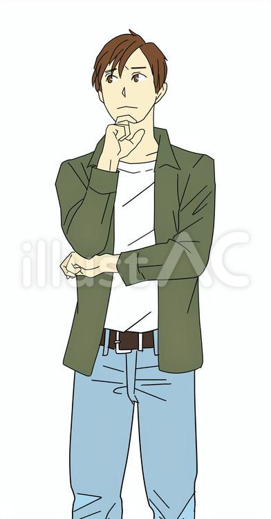 考え込む男性 考え込む,考える,悩むのイラスト素材