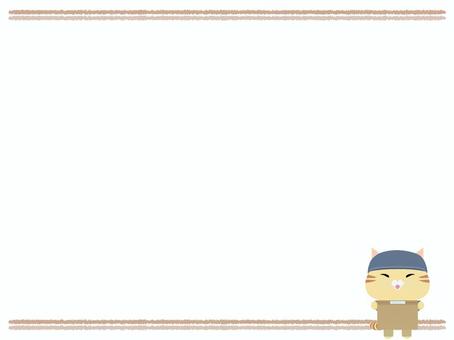 配達員_猫 配達員,猫,ちゃとら,笑顔,動物,かわいい,宅配,配達,荷物,フレームのイラスト素材