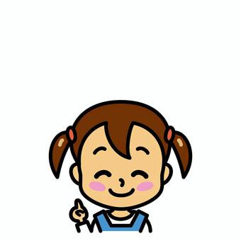 女の子　説明 女の子,説明,子供,案内,おすすめ,顔,ガイド,指,ナンバーワン,一番のイラスト素材
