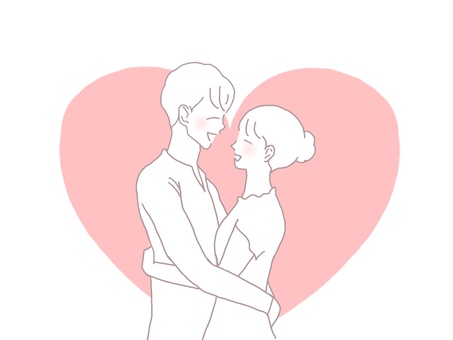 抱き合う笑顔のカップル カップル,抱き合う,抱く,笑顔,男女,恋人,夫婦,妻,夫,仲良しのイラスト素材