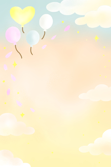 朝焼けの空と風船 風船,雲,空,グラデーション,背景,フレーム,かわいい,パステル,優しい,色のイラスト素材