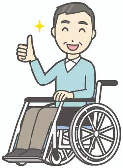 ニット中年男性-292-全身  ニット中年男性-292-全身 車いす,おじさん,男性,中年,お父さん,パパ,シニア,ミドルエイジ,人物,かわいいのイラスト素材