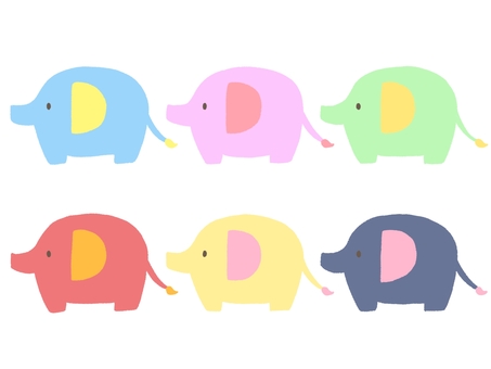 Illustration, elefantes, colorido, animal, 