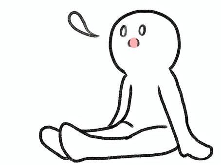 魂が抜けた棒人間 棒人間,見上げる,呆然,虚無,魂,長座,座る,人物,手描き,落書きのイラスト素材