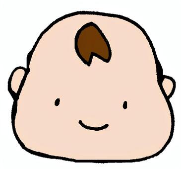 赤ちゃん1 赤ちゃん,顔,子ども,ご機嫌,かわいい,ゆるい,単純,ワンポイント,シンプル,手書きのイラスト素材