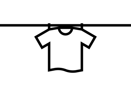 洗濯物・干されたTシャツ tシャツ,ファッション,物干し,シャツ,干す,乾かす,洗濯バサミ,洋服,カットソー,なびくのイラスト素材