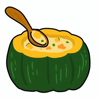 カボチャのシチュー かぼちゃ,食べ物,手書き,野菜,シチュー,冬のイラスト素材