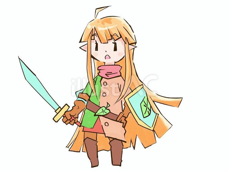 エルフの女の子 エルフ,剣士,ファンタジーのイラスト素材