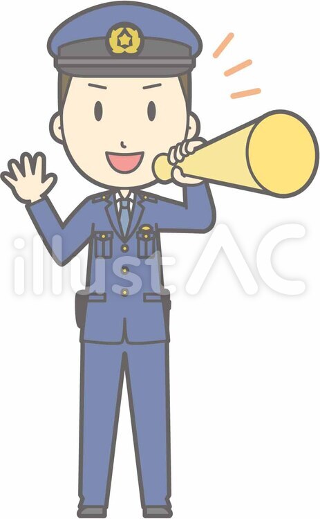 警察官男性a-メガホン-全身 警察官男性a,警察官男性,シンプルのイラスト素材