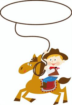 2026年　午　馬　カウボーイ　年賀状  カウボーイ,子ども,西部劇,アメリカ,投げ縄,2026年,うま年,年賀状,元旦,楽しいのイラスト素材