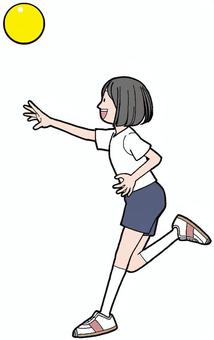 学生女子投げる