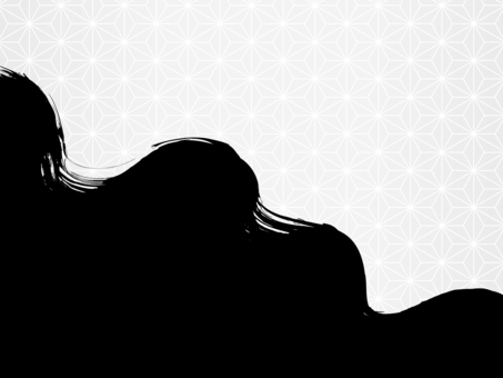 筆で手描きした背景用のモノクロの墨絵