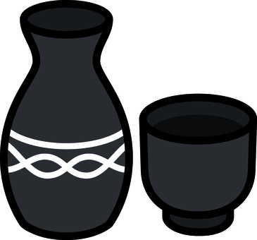 黒のとっくりです。 とっくり,シンプル,日本酒,徳利,酒器,日本,陶器,燗酒,和風,食器のイラスト素材