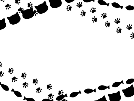 Cat's footprint frame 2, cat, footprints, black cat, JPG and PNG