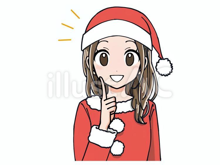 サンタ衣装の女性　思いつく クリスマス,人物,女性のイラスト素材