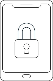 スマートホーム IoTアイコン（施錠） スマートロック,施錠,ロック,保護,セキュリティ,iot,線画,スマホ,モバイル操作,鍵のイラスト素材