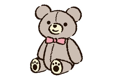 手描き風かわいいテディベア ぬいぐるみ,くま,テディベア,手描き,かわいい,リボン,ワンポイント,雑貨,インテリア,小物のイラスト素材