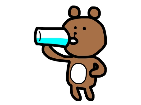 水を飲むクマ クマ,水分補給,水,茶色,コップ,熱中症対策のイラスト素材