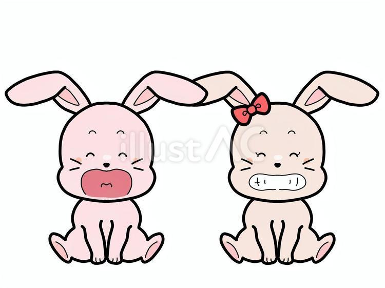 うさぎたち うさぎ,カップル,笑顔のイラスト素材