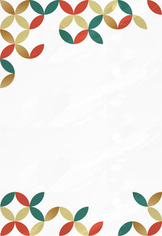 年賀状 七宝柄 ハガキサイズ 金,七宝,赤,緑,黄色,年賀状,ハガキ,ハッピーニューイヤー,happynewyear,謹賀新年のイラスト素材