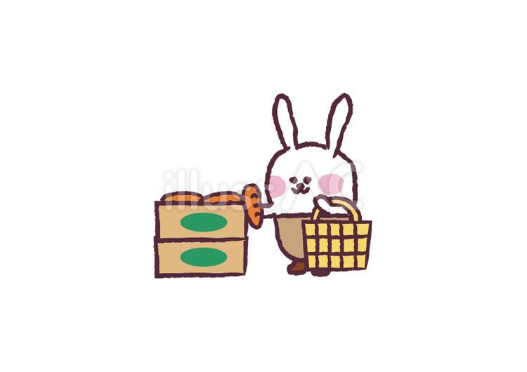 買い物をしているウサギ 可愛い,動物,素材のイラスト素材