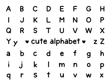かわいい手描きのアルファベットセット アルファベット,英語,大文字,小文字,セット,素材,パーツ,シンプル,かわいい,手描きのイラスト素材