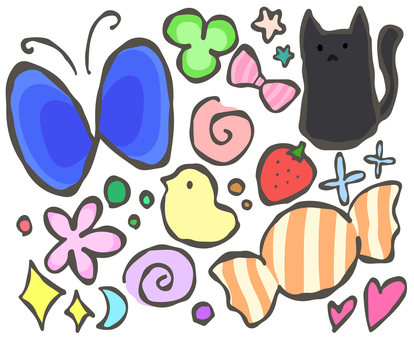 落書き風 落書き風 落書き風,カラフル,にぎやか,かわいい,ステッカー風,素材のイラスト素材