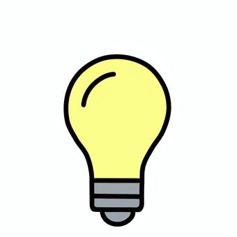 電球　ひらめき　アイデア　黄色 電球,ひらめき,アイデア,黄色,電気,led,イラスト,素材,シンプル,アイコンのイラスト素材