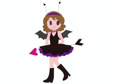 かわいい悪魔に変装する女の子 ハロウィン,パーティー,こども,女の子,悪魔,変装,おばけ,魔法使い,10月のイラスト素材