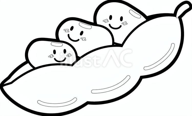 にっこり枝豆ちゃんたち　ぬりえ 枝豆,エンドウ豆,豆のイラスト素材