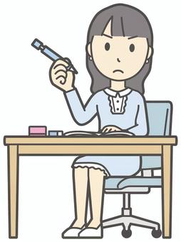 ワンピースお嬢様-163-全身 勉強,お嬢様,女性,女の子,オシャレ,人物,かわいい,机,学ぶ,スクールのイラスト素材