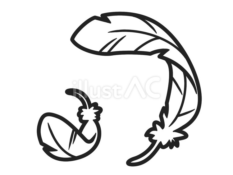 羽のイラスト　線画　シンプル 羽,モノクロ,白黒のイラスト素材