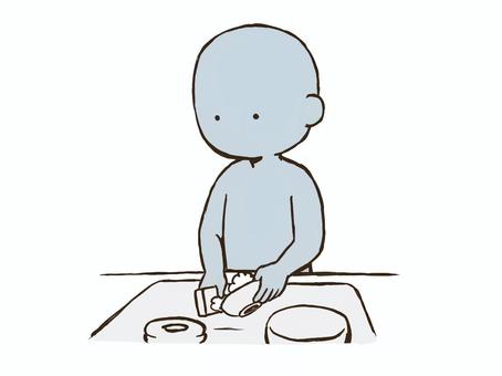 お皿を洗うドローイング デッサン,人形,ラフ,ポーズ,お皿洗い,家事,ドローイング,下書き,人物,アタリのイラスト素材