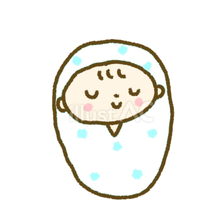おくるみに包まれた赤ちゃん　水色 おくるみ,赤ちゃん,可愛いのイラスト素材