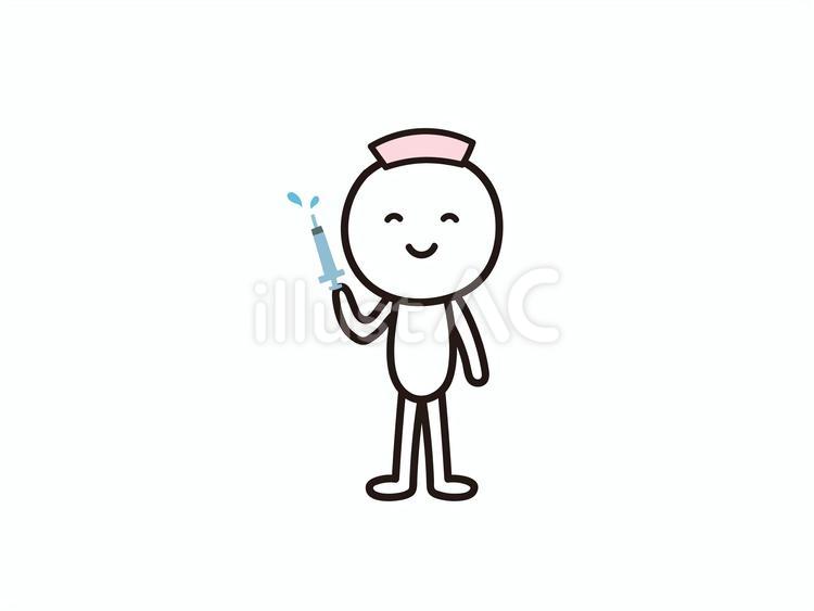 注射器を持ったナース棒人間のイラスト ナース,看護師,注射のイラスト素材