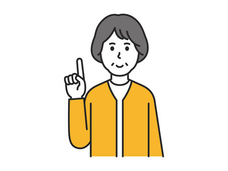 指差しで説明をするシニア女性 指差し,説明,ポイント,ひらめき,ひらめく,アイディア,アイデア,女性,中高年,高年層のイラスト素材