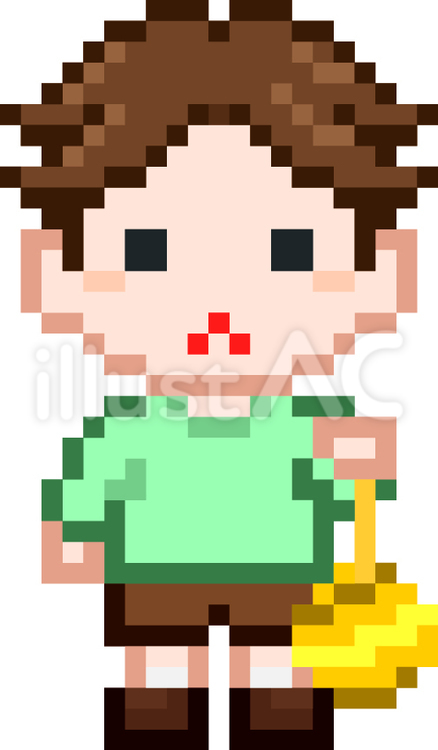 ドット絵の黄色ヨーヨーの男の子です。 ドット絵,夏祭り,シンプルのイラスト素材