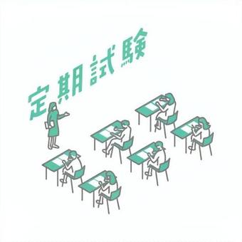 定期試験のイラスト 定期試験,大学,高校,教室,学生,生徒のイラスト素材