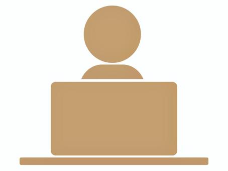 パソコン操作をする人物のシルエット パソコン,人,操作,アイコン,シルエット,人物,ピクトグラム,pc,マーク,作業のイラスト素材