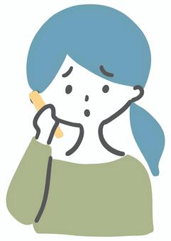 スマホで電話する女性　困惑 女性,電話,困惑,スマホ,困る,迷惑,通話,テレフォン,会話,シンプルのイラスト素材